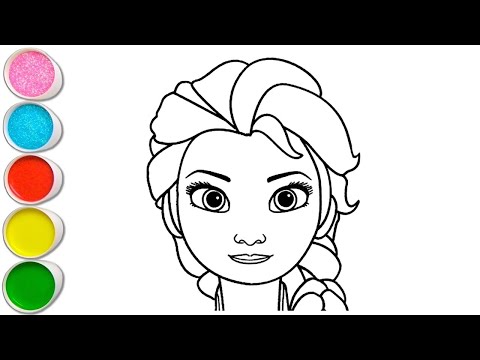 Видео: Милый рисунок Эльзы из мультфильма «Холодное сердце» для детей, Рисование и раскрашивание для дет...