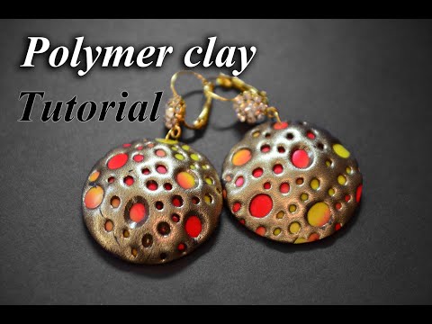 Видео: Polymer clay tutorial crater earrings Fimo&metallic foil Ohrringe серьги кратер из полимерной глины