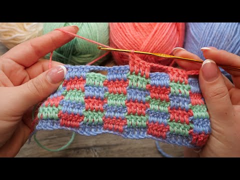 Видео: Узор в стиле пэчворк крючком 💐 Crochet Patchwork