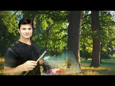 Видео: Как нарисовать деревья на холсте ► Пейзаж, природа, дубы, дубовая роща