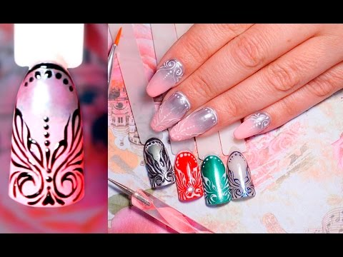 Видео: Вензеля пошагово №3. Градиент Хром🌸Nail design