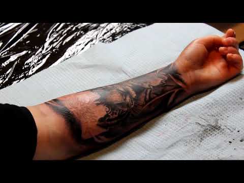 Видео: Тату Тигр, Тату реализм  Как делать шерсть, школа тату