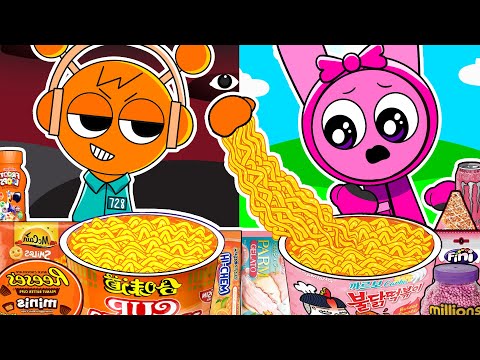 Видео: Игровая версия Pinki & Oren Squid в магазине Convenience Store | Mukbang Animation