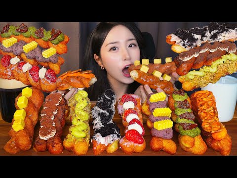 Видео: Жевательный Липкий🥖 Скрученный Пончик АСМР Мукбанг Десерт ХлебㅣDessert Donut Bread Mukbang