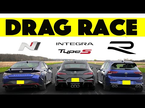 Видео: Прощай, Мануэль! Гонка Drag and Roll 2024 VW Golf R против Acura Integra Type S и Hyundai Elantra N.