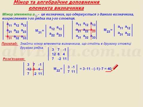 Видео: Відеоурок "Мінор та алгебраїчне доповнення"