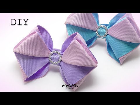 Видео: БАНТИКИ КАНЗАШИ ИЗ РЕПСОВЫХ ЛЕНТ, МК DIY RIBBON HAIR BOW TUTORIAL МОЙМК