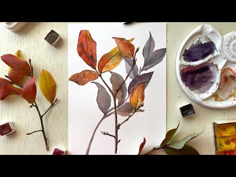Видео: Акварельные осенние листья 🍁 Рисуем поэтапно 🍁 Ботаническая иллюстрация