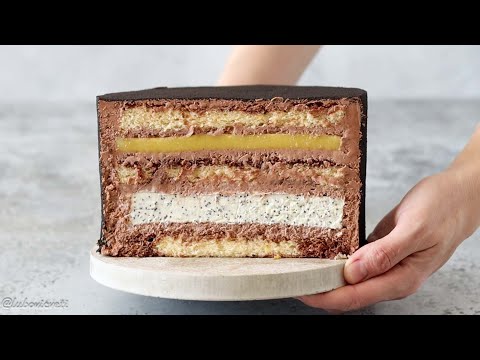 Видео: Шоколадный ТОРТ С ЧИЗКЕЙКОМ внутри рецепт / Шифоновый бисквит / Лимонное конфи / Маковый чизкейк