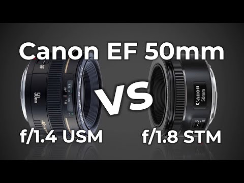 Видео: Canon EF 50mm f/1.4 USM против EF 50mm f/1.8 STM