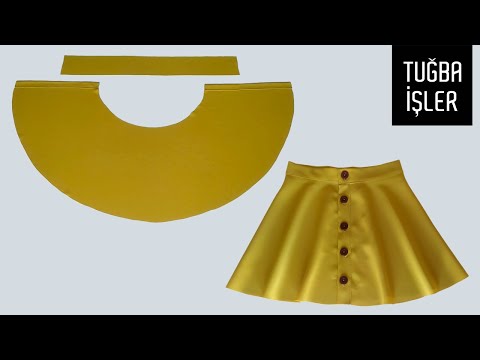 Видео: Расклешенная юбка с пуговицами спереди, раскрой и пошив | Tuğba İşler
