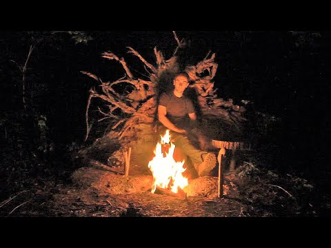 Видео: Строительство и Жизнь в Бушкрафт ​​Хижине в Лесу, Полная История