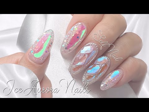 Видео: SUB) Ногти ледяного сияния ⭐️💫 / Самостоятельный маникюр / нейл-арт / Корейский маникюр / АСМР