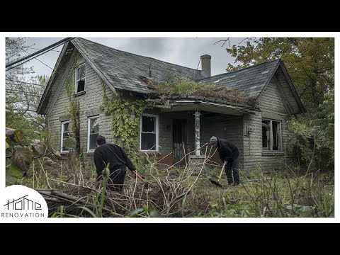 Видео: Гениальный мужчина превращает заброшенный каменный дом в красивый, убирает сад