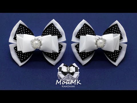 Видео: Бантики к броши в школу Канзаши МК  МойМК