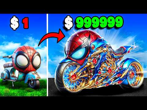 Видео: Мотоцикл ЧЕЛОВЕКА-ПАУКА от 1 до 1 000 000 долларов в GTA 5