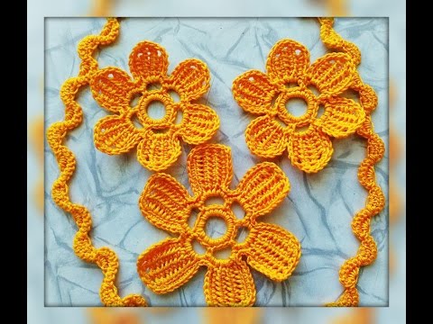 Видео: Уроки вязания - Цветок крючком - Ирландское кружево - Flower for Irish lace - How to crochet flower