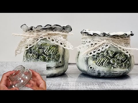 Видео: Оригинальные баночки из простых, стеклянных.