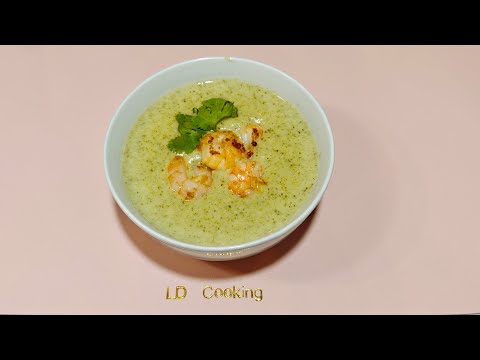 Видео: Крем-суп из брокколи с креветками