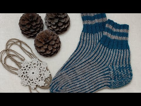 Видео: Интересные носки из вертикальных полос! Мастер класс!