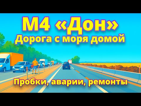 Видео: 🔥 М4: Пробки, аварии и ужин в Помпончике! 🛣️ Часть 2 пути домой