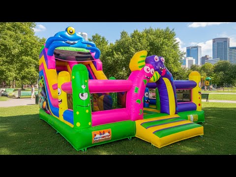 Видео: Коммерческий надувной батут «Монстроленд» 7*6*5,6 м