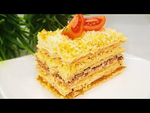 Видео: Закусочный РЫБНЫЙ ТОРТ "НАПОЛЕОН" !!!