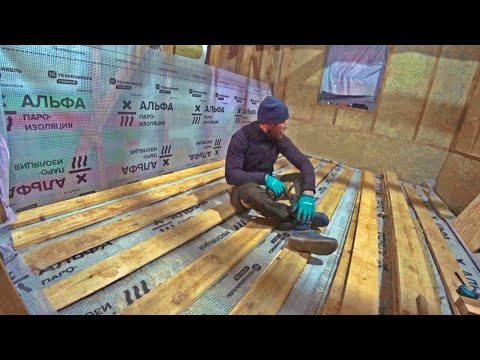 Видео: Утепление пола по лагам. Сетка от мышей. Пароизоляция пола и обрешетка с правильным шагом