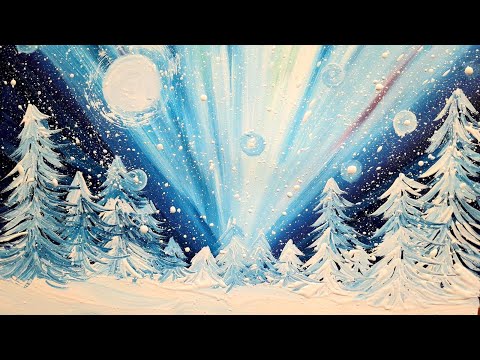 Видео: Зимний пейзаж Простой пейзаж для детей