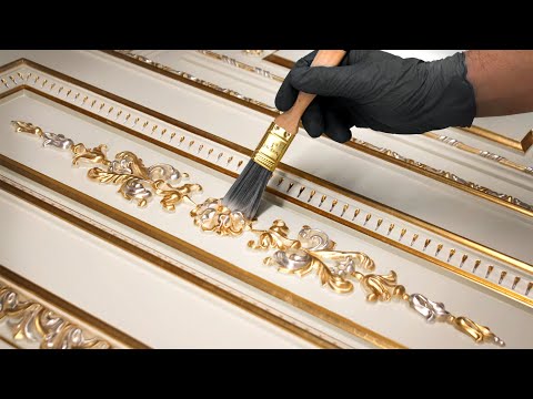 Видео: Процесс золочения резных дверей | Нанесение битума
