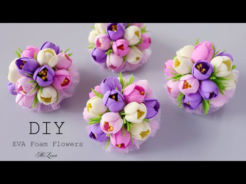 Видео: 🌷 ЦВЕТЫ ИЗ ФОАМИРАНА 🌷 РЕЗИНОЧКИ С ЦВЕТАМИ 🌷