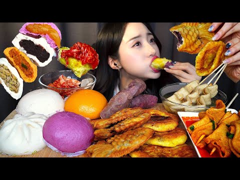 Видео: Уличная забегаловка Десерт ASMR МукбангㅣПряный рыбный пирог Пицца Хлеб с заварным кремом