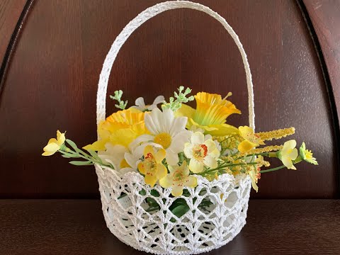 Видео: Нарядная корзинка связанная крючком