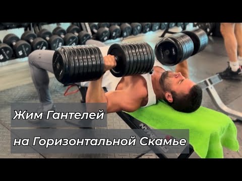 Видео: Жим Гантелей на Горизонтальной Скамье