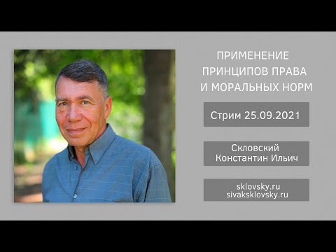 Видео: Стрим Применение принципов права и моральных норм 25.09.2021 Скловский Константин Ильич