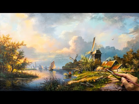 Видео: Приют для отдыха / Акриловый пейзаж / Летний пейзаж / Путешествие во времени. Виктор Юшкевич. #102