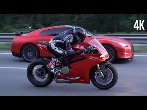 Видео: Клуб DUCATI поразил 1200HP GT-R ролл-лаунч!