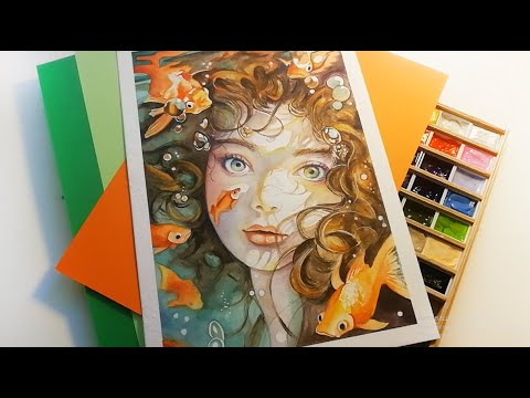 Видео: 🐠Портрет акварелью / Portrait in watercolor🐠
