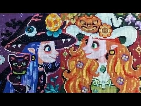 Видео: Алмазная мозаика. 4 малышки в 2 рамочки. 