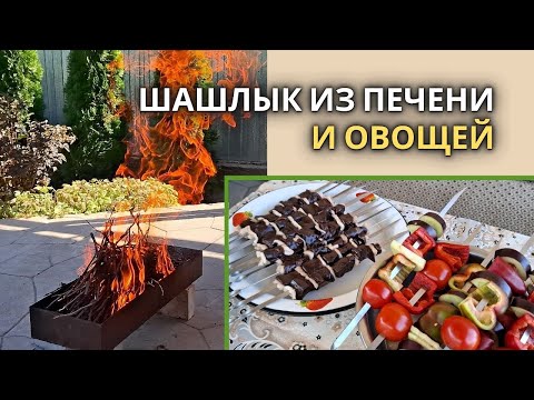 Видео: Сочный шашлык из Печени и Овощей