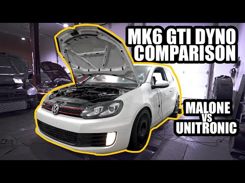 Видео: Сравнение MK6 GTI 2.0T Dyno. Unitronic против Malone Tuning