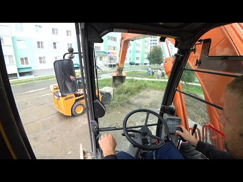 Видео: Собираем щебень (Работа на экскаваторе HITACHI ZX 210)