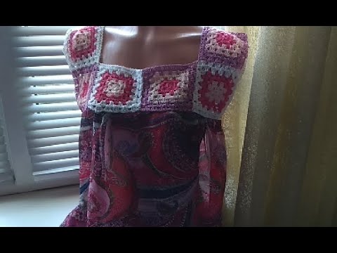 Видео: Кокетка из квадратов для туники или платья .