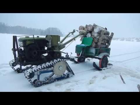 Видео: В лес за валежником на тяжелом мотоблоке, на гусеницах зимой
