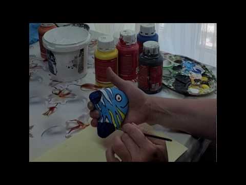 Видео: Рисунки на камнях:  Рыбка