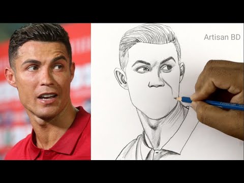 Видео: Рисунок Роналду 😍 Как нарисовать Криштиану Роналду шаг за шагом | Ur Cristiano