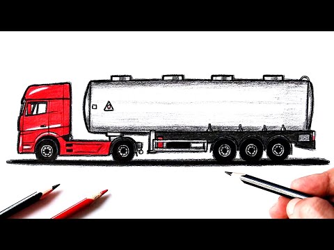 Видео: Как нарисовать Бензовоз ⚠ Уроки рисования