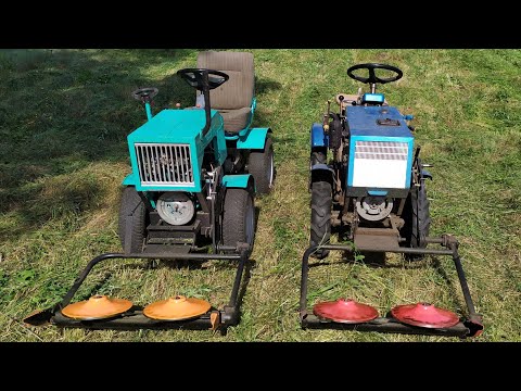 Видео: Сенокос на двух самодельных минитракторах с роторными косилками.