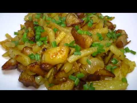 Видео: ЖАРЕНАЯ КАРТОШКА С САЛОМ