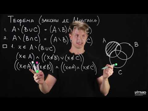 Видео: 4 Разность множеств, законы де Моргана | Константин Правдин | ИТМО